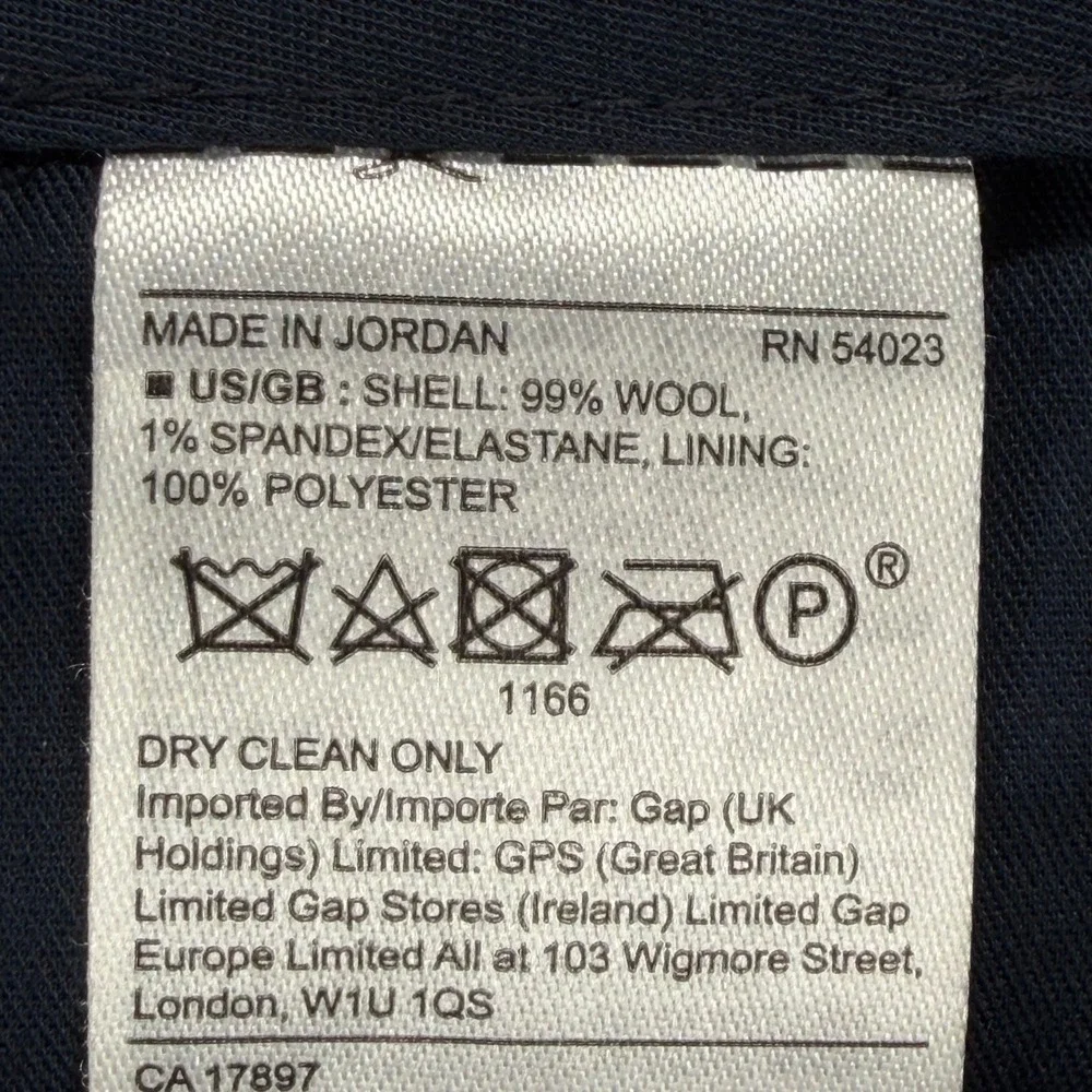 Banana‎ Republic Slim Performance Dress Pants Mens 35x34 Navy Blue Marzotto Wool